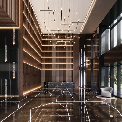 现代轻奢酒店大堂前台