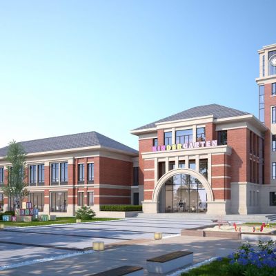 简欧欧式学校幼儿园建筑外观