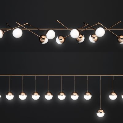 现代多头金属吊灯组合