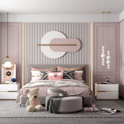 现代儿童房 女孩房 玩具 现代墙饰挂件 现代吊灯