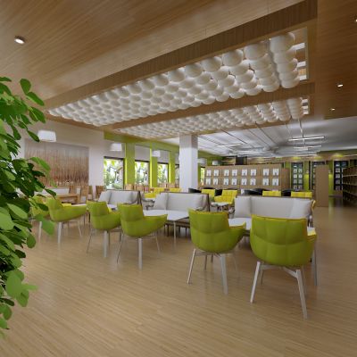 现代阅览室 休息区 图书馆 学校