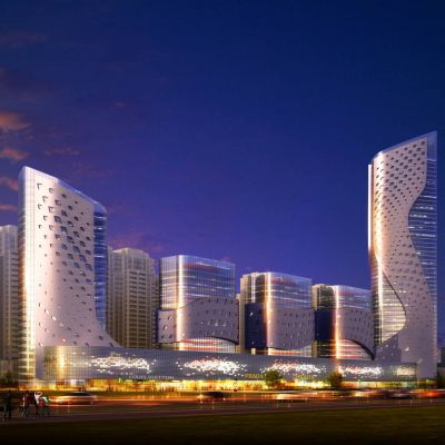 现代商业综合体住宅小区  购物中心 商场  高层酒店办公楼建筑外观