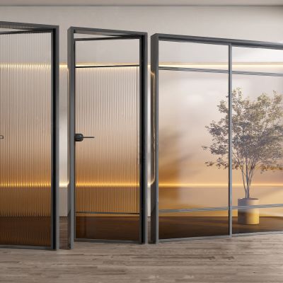 现代单开门玻璃推拉门