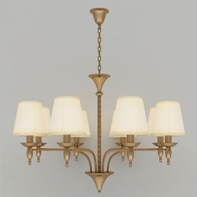 美式田园铁艺布罩吊灯