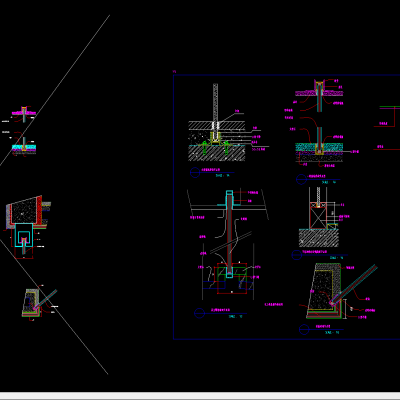 屏风，玻璃，石膏板隔断隔墙节点详图
