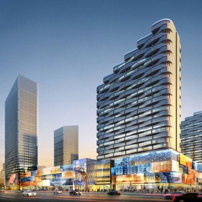 现代商业综合体 高层酒店办公楼 商场 购物中心 建筑外观