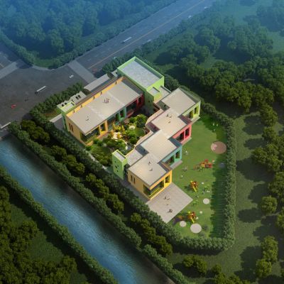 现代幼儿园 建筑外观