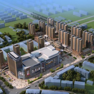 现代综合高层住宅小区 商业综合体购物中心