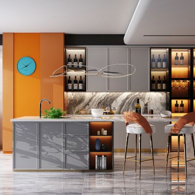 现代餐厅，水吧台，吧台，酒柜