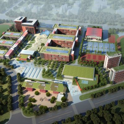 现代学校 中学小学 教学楼 图书馆 建筑外观