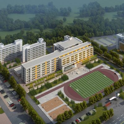 现代学校 中学小学 教学楼 图书馆 建筑外观