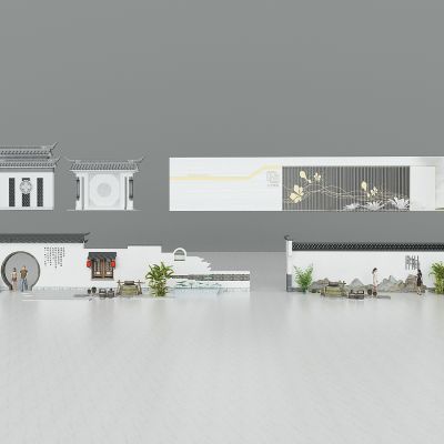 中式庭院院墙，景墙，中式微派大门，中式屋檐