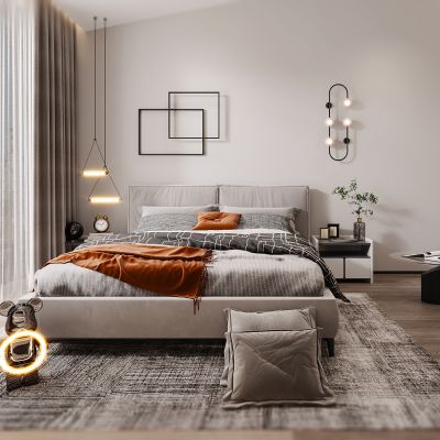 现代卧室，轻奢卧室，卧室，