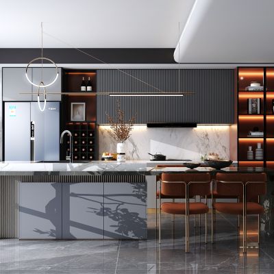 现代餐厅，水吧台，吧台，酒柜