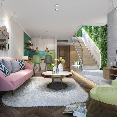 财信·渝中城四套LOFT公寓样板房+大堂丨效果图+施工图+物料+水电图