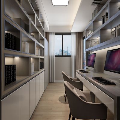 现代时尚多功能房 书桌椅 书柜