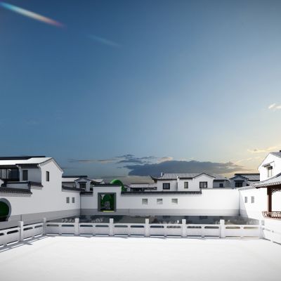 中式 别墅小院 别墅区 二层苏轼合院 园林别墅