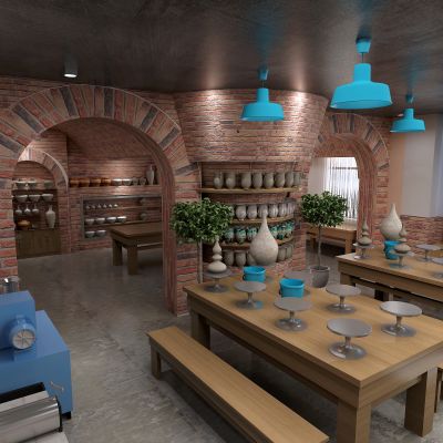 现代陶艺教室 学校 雕塑教室3D模型