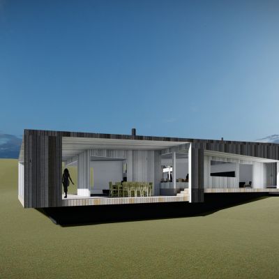 现代原乡单层山地地形私人别墅 商业奶茶店 民宿