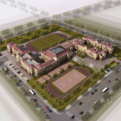 欧式学校 中学小学 教学楼