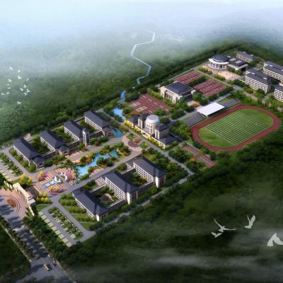 现代欧式学校 图书馆 教学楼 建筑外观