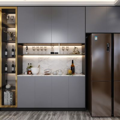 现代酒柜，冰箱酒柜一体