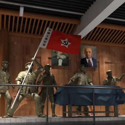 中式红军人物雕塑党建展厅