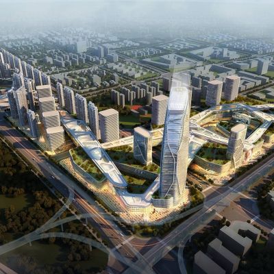 现代商业综合体 高层酒店办公楼 商场 购物中心 建筑外观