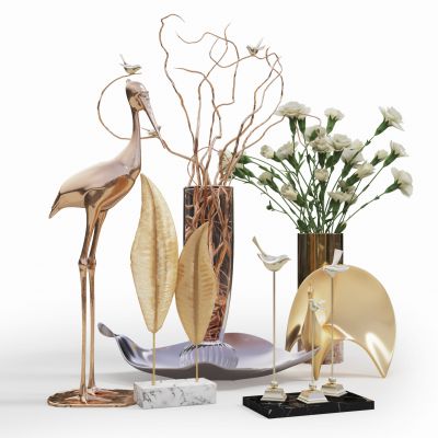 鹤干花鲜花摆件