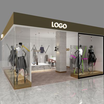 现代服装店 皮草店 衣架 收银台 服饰 模特