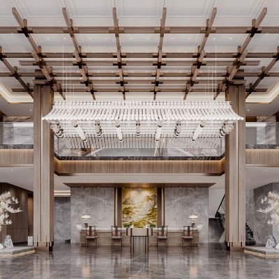 新中式酒店大厅前台