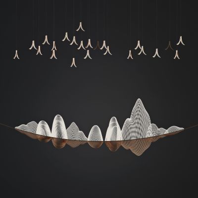 新中式金属山水装饰创意吊灯