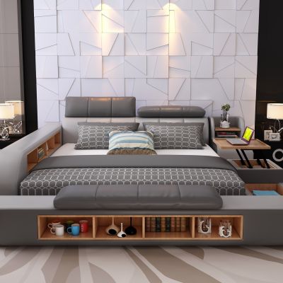 现代皮床，现代卧室