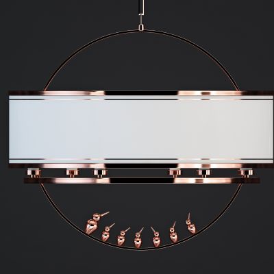 新中式轻奢金属布艺创意吊灯