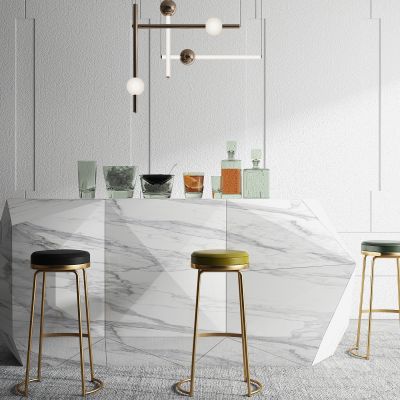 现代吧台椅吊灯酒水饰品组合