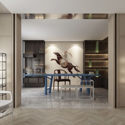 新中式书房 书柜 新中式书桌