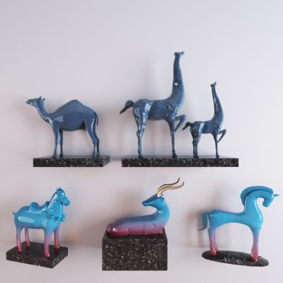 现代动物陶瓷摆件装饰品组合 摆件 艺术品 装饰品