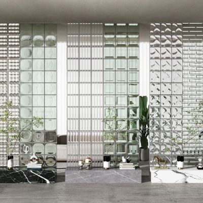 现代玻璃砖隔断组