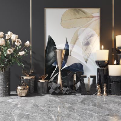 现代装饰摆件 花瓶 挂画 蜡烛 雕塑