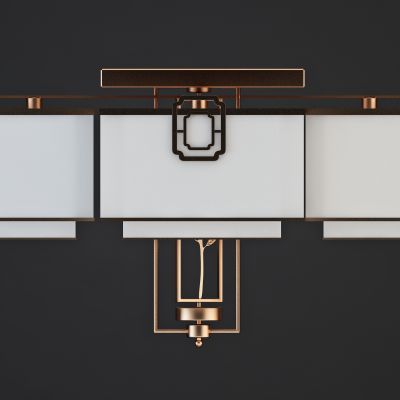 新中式轻奢金属布艺创意吊灯