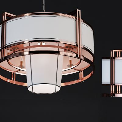 新中式轻奢金属布艺吊灯