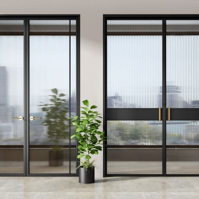 现代玻璃平开门