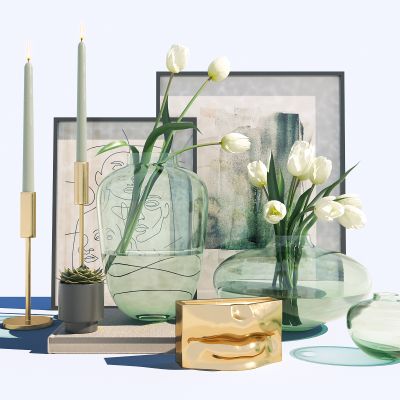 现代挂画绿植装饰品摆件组合