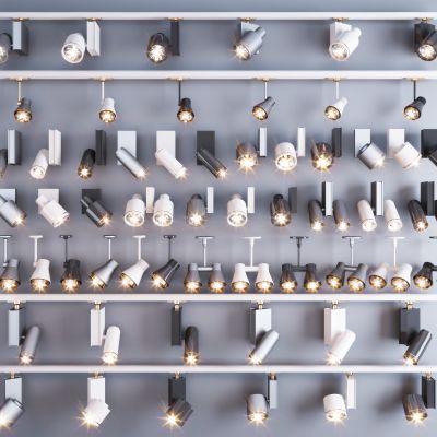 现代明装筒灯射灯轨道射灯组合 射灯 轨道射灯 筒灯 明装筒灯