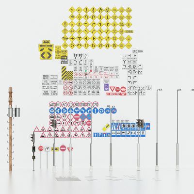 现代公路灯杆，路边灯杆，指示牌，路灯，广告架，标志牌