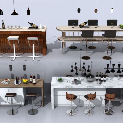 现代吧台椅子摆件组合