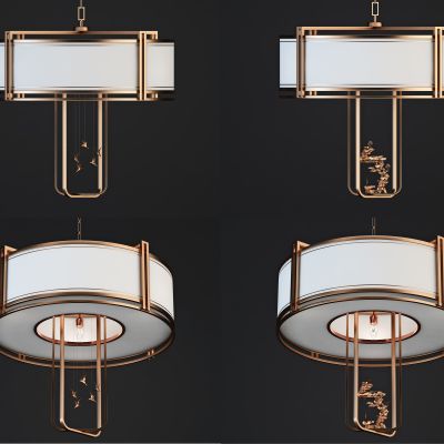 新中式金属山水装饰创意吊灯组合