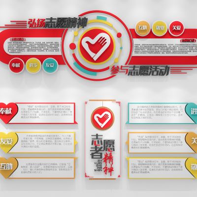 志愿者服务文化墙 党建志愿者文化墙