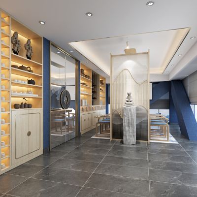 新中式茶室茶艺展厅3D模型