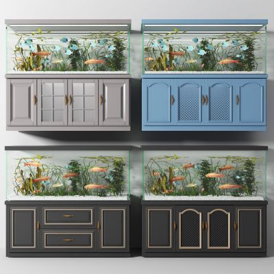 简欧现代鱼缸组合